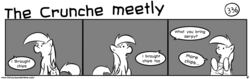 Size: 1280x404 | Tagged: safe, artist:tetrapony, derpy hooves, pegasus, pony, comic:the daily derp, g4, comic, female, mare, monochrome, the crunche meetly