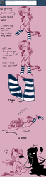 Size: 800x3094 | Tagged: safe, artist:xarakayx, fluttershy, oc, pony, ask flutterstalker, g4, bipedal, clothes, comic, dusk, flutterstalker, socks, striped socks, tumblr