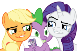 Size: 1566x1052 | Tagged: dead source, safe, hundreds of users filter this tag, vector edit, applejack, rarity, spike, twilight sparkle, pony, unicorn, daring don't, g4, female, lucky bastard, male, pillow, ship:applespike, ship:sparijack, ship:sparity, ship:twispike, shipping, show accurate, simple background, smugdash, spike gets all the mares, straight, transparent background