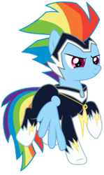 Size: 6000x10065 | Tagged: safe, artist:byteslice, rainbow dash, zapp, pegasus, pony, g4, power ponies (episode), absurd resolution, female, mare, power ponies, simple background, solo, transparent background, vector