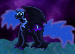 Size: 1024x737 | Tagged: safe, artist:crimsonmewtwo, nightmare moon, dragon, g4, female, solo, species swap