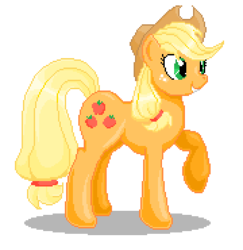 Size: 360x370 | Tagged: safe, artist:catawump, applejack, g4, female, pixel art, raised hoof, simple background, smiling, solo, transparent background