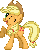 Size: 80x100 | Tagged: safe, artist:thebrattybrat, applejack, g4, female, pixel art, raised hoof, simple background, solo, wink