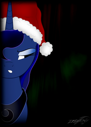 Size: 2296x3200 | Tagged: safe, artist:iflysna94, princess luna, g4, female, hat, santa hat, solo