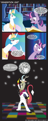 Size: 800x2000 | Tagged: safe, artist:greycat-rademenes, discord, princess celestia, twilight sparkle, alicorn, pony, unicorn, g4, book, comic, disco, disco ball, disco dance, female, male, mare, unicorn twilight