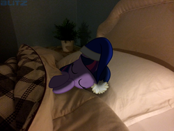 Size: 3264x2448 | Tagged: safe, artist:mr-blitz, twilight sparkle, alicorn, pony, g4, bed, female, irl, mare, photo, ponies in real life, sleeping, solo, twilight sparkle (alicorn)