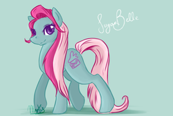 Size: 1600x1076 | Tagged: safe, artist:maexis, sugar belle (g2), earth pony, pony, g2, g4, cute, female, g2 sugarbetes, g2 to g4, generation leap, looking at you, mare, raised leg, smiling, solo, walking