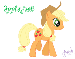 Size: 389x308 | Tagged: safe, artist:ameyal, applejack, g4, female, pixel art, signature, simple background, solo, transparent background