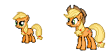 Size: 160x80 | Tagged: safe, artist:kevfin, applejack, g4, female, filly, foal, pixel art, simple background, solo