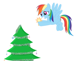 Size: 3279x2697 | Tagged: safe, rainbow dash, g4, christmas, christmas tree, female, solo, tree