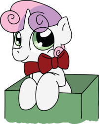 Size: 1845x2309 | Tagged: safe, artist:anothermare, sweetie belle, pony, unicorn, g4, box, cute, diasweetes, female, filly, foal, horn, present, simple background, solo, transparent background