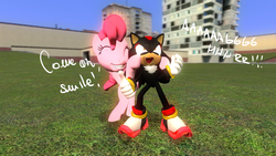 Size: 1024x576 | Tagged: dead source, safe, artist:akaidalia, pinkie pie, g4, 3d, crossover, gmod, male, shadow the hedgehog, sonic the hedgehog (series)