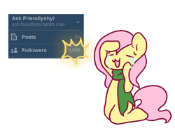 Size: 604x445 | Tagged: safe, artist:milkwolf, fluttershy, g4, 1000 followers, ask-friendlyshy, clothes, cute, female, scarf, solo, tumblr