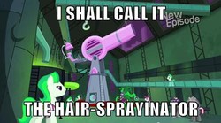 Size: 500x277 | Tagged: safe, mane-iac, pony, g4, power ponies (episode), image macro, phineas and ferb, text