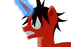 Size: 1500x1000 | Tagged: safe, artist:jofca, oc, oc only, oc:zero divide, pony, unicorn, bust, eye sight, gritted teeth, magic, nose wrinkle, ponysona, simple background, solo, transparent background