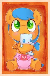 Size: 266x400 | Tagged: safe, artist:cuddlehooves, oc, oc only, pony, baby, baby pony, cutie mark diapers, diaper, plushie, poofy diaper, solo
