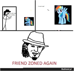 Size: 600x576 | Tagged: safe, rainbow dash, g4, 1000 hours in ms paint, comic, fedora shaming, friendzone, hat, ms paint, op is trying to start shit, trilby, waifu