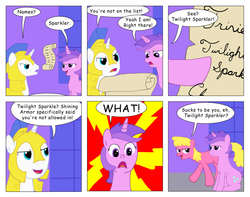 Size: 1024x808 | Tagged: safe, artist:t-brony, amethyst star, cherry berry, sparkler, comic:friendship is tragic, g4, comic, royal guard