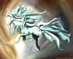 Size: 1500x1200 | Tagged: safe, artist:cheshiresdesires, lyra heartstrings, pony, unicorn, g4, abstract background, eyes closed, female, solo, windswept mane