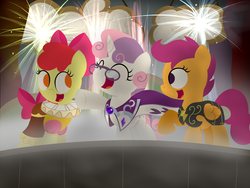 Size: 2400x1800 | Tagged: safe, artist:dtcx97, apple bloom, chancellor puddinghead, commander hurricane, princess platinum, scootaloo, sweetie belle, post-crusade, g4, hearth's warming eve (episode), cutie mark crusaders, glasses, hearth's warming eve, roleplaying