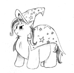 Size: 1555x1531 | Tagged: safe, artist:fatponysketches, trixie, pony, unicorn, g4, ask, blog, blushing, cape, clothes, fat, female, gravy boat, hat, mare, obese, purple horse, solo, the great and bountiful trixie, trixie's cape, trixie's hat, tumblr