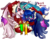 Size: 1400x1100 | Tagged: dead source, safe, artist:renokim, princess celestia, princess luna, g4, christmas, clothes, cute, cutelestia, hat, lunabetes, present, santa hat, scarf