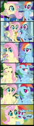 Size: 1000x3605 | Tagged: safe, artist:coltsteelstallion, fluttershy, rainbow dash, pegasus, pony, g4, christmas tree, comic, cross-popping veins, cute, dashabetes, dialogue, embarrassed, female, filly, filly rainbow dash, hug, lesbian, photo, tower of pimps, tree, younger