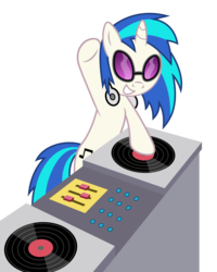 Size: 3600x4500 | Tagged: safe, artist:pikamander2, dj pon-3, vinyl scratch, pony, unicorn, g4, disc jockey, female, looking at you, mare, music, record, simple background, smiling, smiling at you, solo, transparent background