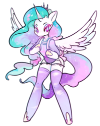 Size: 600x750 | Tagged: dead source, safe, artist:ghostier, princess celestia, semi-anthro, g4, bipedal, clothes, female, shirt, simple background, solo, transparent background