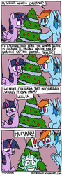 Size: 800x2236 | Tagged: safe, artist:timsplosion, lyra heartstrings, rainbow dash, twilight sparkle, alicorn, pegasus, pony, unicorn, g4, christmas, christmas tree, comic, female, mare, no pupils, that pony sure does love humans, tree, twilight sparkle (alicorn)