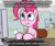 Size: 650x550 | Tagged: safe, artist:flavinbagel, pinkie pie, g4, computer, female, meme, office, office pinkie, shots fired, solo