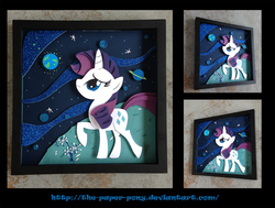 Size: 1280x970 | Tagged: safe, artist:the-paper-pony, rarity, g4, asteroid, craft, female, flower, photo, planet, shadowbox, solo, space, stars