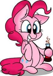 Size: 837x1193 | Tagged: safe, artist:strangiesleepy, pinkie pie, g4, bottle, bubble, coca-cola, female, smiling, soda, solo, xk-class end-of-the-world scenario