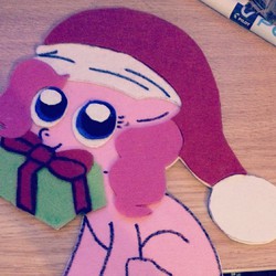 Size: 640x640 | Tagged: safe, pinkie pie, g4, christmas, craft, female, googly eyes, hat, santa hat, solo