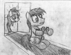 Size: 1024x794 | Tagged: safe, artist:drawponies, oc, oc only, now kiss, shipper on deck, sketch, traditional art