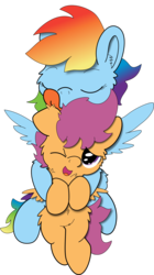 Size: 6000x10687 | Tagged: safe, artist:slightlyshade, artist:taneoftner, rainbow dash, scootaloo, g4, absurd resolution, female, lesbian, licking, pseudoincest, ship:scootadash, shipping