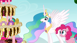 Size: 1050x590 | Tagged: safe, screencap, pinkie pie, princess celestia, g4, mmmystery on the friendship express