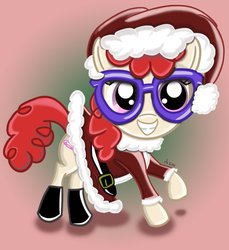 Size: 856x934 | Tagged: dead source, safe, artist:ronaldhennessy, twist, g4, christmas, clothes, female, glasses, hat, santa claus, santa costume, santa hat, solo