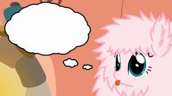 Size: 1017x569 | Tagged: safe, artist:mixermike622, oc, oc only, oc:fluffle puff, g4, :p, exploitable, fireplace, solo, thinking, thought bubble, tongue out