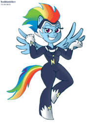 Size: 3736x4680 | Tagged: safe, artist:scobionicle99, rainbow dash, zapp, anthro, g4, power ponies (episode), female, power ponies, solo