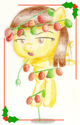Size: 582x909 | Tagged: safe, artist:flutterluv, wild fire, g4, christmas, female, holly, solo, traditional art
