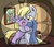 Size: 1775x1536 | Tagged: safe, artist:melodenesa, derpy hooves, dinky hooves, doctor whooves, time turner, pegasus, pony, g4, clothes, crying, cute, derpabetes, dinkabetes, door, equestria's best mother, female, happy, hug, mare, picture, picture frame, scarf, smiling, snow