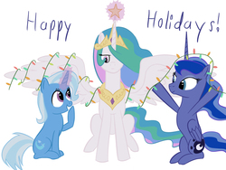 Size: 1280x960 | Tagged: safe, artist:tootootaloo, princess celestia, princess luna, trixie, ask princess luna, g4