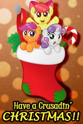 Size: 1280x1920 | Tagged: safe, artist:aleximusprime, apple bloom, scootaloo, sweetie belle, g4, christmas, christmas stocking, cutie mark crusaders