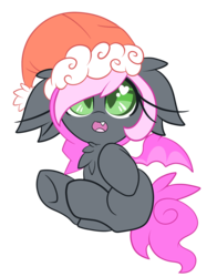 Size: 2229x2846 | Tagged: safe, artist:starlightlore, oc, oc only, oc:heartbeat, bat pony, pony, blank flank, cute, fangs, floppy ears, fluffy, happy, hat, heart eyes, looking at you, open mouth, santa hat, simple background, smiling, solo, transparent background, underhoof