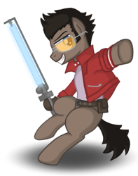 Size: 3000x3800 | Tagged: safe, artist:drako1997, pony, beam katana, no more heroes, ponified, solo, travis touchdown