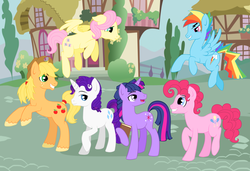 Size: 2156x1474 | Tagged: safe, artist:seirei16000, applejack, fluttershy, pinkie pie, rainbow dash, rarity, twilight sparkle, g4, applejack (male), bubble berry, butterscotch, dusk shine, elusive, male, male six, mane six, paint tool sai, rainbow blitz, rule 63