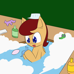 Size: 500x500 | Tagged: safe, artist:jake heritagu, gummy, oc, oc only, oc:lightning blitz, pegasus, pony, g4, baby, baby pony, bath, bath toy, colt, lightning blitz answers, male, offspring, parent:rain catcher, parent:scootaloo, parents:catcherloo, soap, solo, toy, tumblr