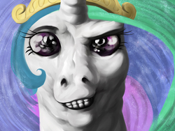 Size: 1000x750 | Tagged: safe, artist:chiapetofdoom, princess celestia, g4, creepy, do not want, dreamworks face, female, hoers, nightmare face, nightmare fuel, solo, thanks i hate it, uncanny valley