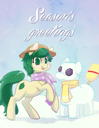 Size: 600x776 | Tagged: safe, artist:lizombie, oc, oc only, clothes, scarf, snowman, snowpony, solo